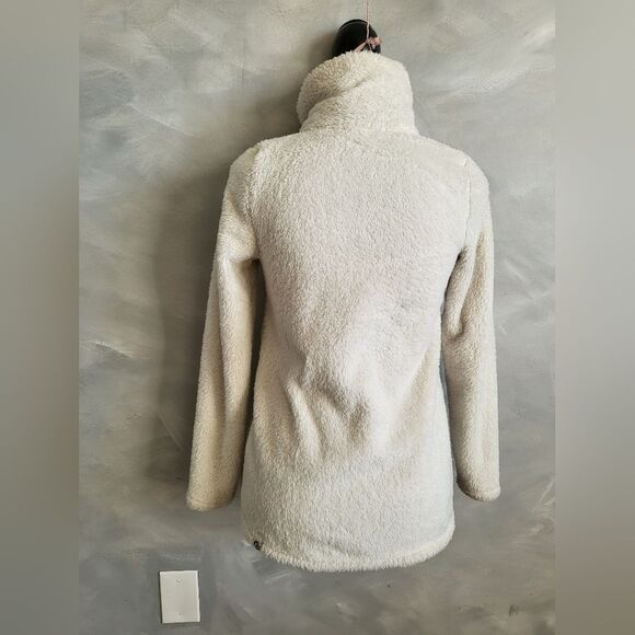 Lululemon Ivivva Sherpa Fleece Jacket Sweater Sz 10 Cream Fuzzy Teddy 2 Snap - Picture 6 of 10